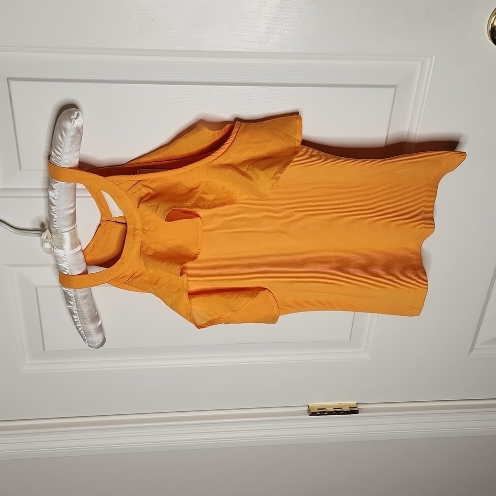 Maeve Anthropologie Orange Ruffled Rib Halter Tank Top Size XS NWT - Picture 4 of 13